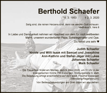 Traueranzeige von Berthold Schaefer von Neue Westfälische