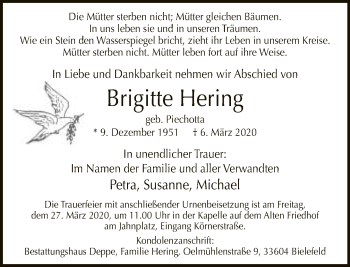Traueranzeige von Brigitte Hering von Neue Westfälische