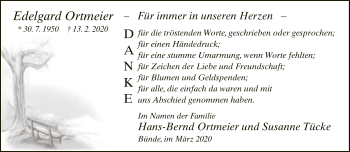 Traueranzeige von Edelgard Ortmeier von Neue Westfälische