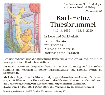 Traueranzeige von Karl-Heinz Thiesbrummel von Neue Westfälische