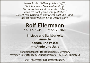 Traueranzeige von Rolf Ellermann von Neue Westfälische