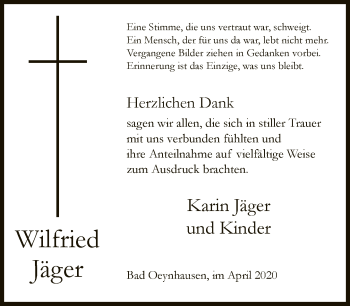 Traueranzeige von Wilfried Jäger von Neue Westfälische