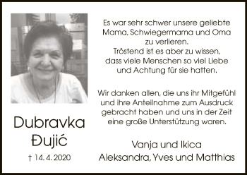 Traueranzeige von Dubravka Dujic von Neue Westfälische