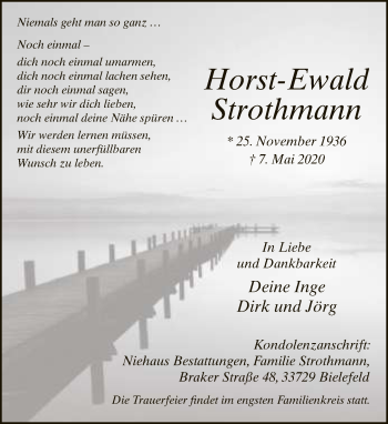 Traueranzeige von Horst-Ewald Strothmann von Neue Westfälische