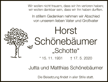 Traueranzeige von Horst Schönebäumer von Neue Westfälische