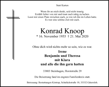 Traueranzeige von Konrad Knoop von Neue Westfälische