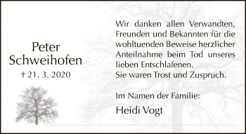 Traueranzeige von Peter Schweihofen von Neue Westfälische