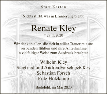 Traueranzeige von Renate Kley von Neue Westfälische
