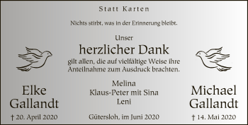 Traueranzeige von Elke und Michael Gallandt von Neue Westfälische