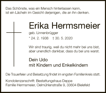 Traueranzeige von Erika Hermsmeier von Neue Westfälische