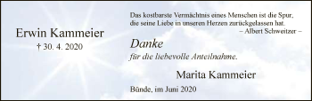 Traueranzeige von Erwin Kammeier von Neue Westfälische