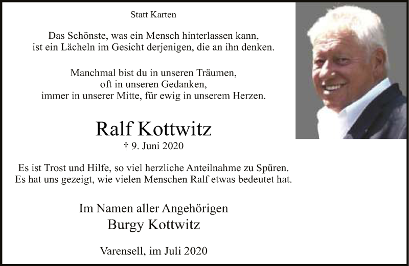  Traueranzeige für Ralf Kottwitz vom 18.07.2020 aus Neue Westfälische