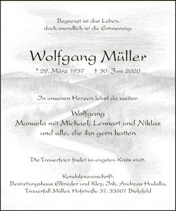 Traueranzeige von Wolfgang Müller von Neue Westfälische