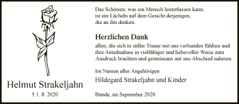 Traueranzeige von Helmut Strakeljahn von Neue Westfälische