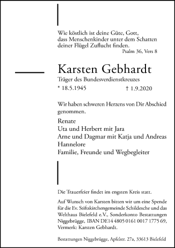 Traueranzeige von Karsten Gebhardt von Neue Westfälische