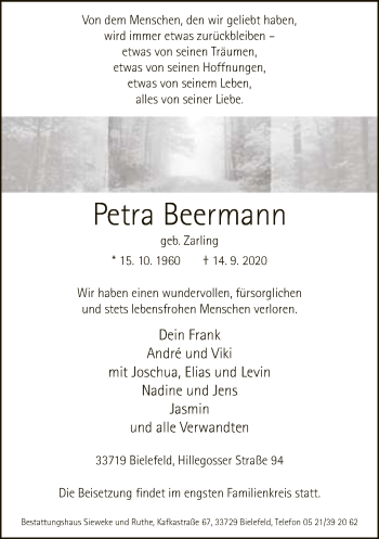 Traueranzeige von Petra Beermann von Neue Westfälische