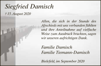 Traueranzeige von Siegfried Damisch von Neue Westfälische