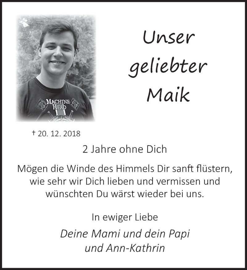  Traueranzeige für Maik Buchholz vom 19.12.2020 aus Neue Westfälische