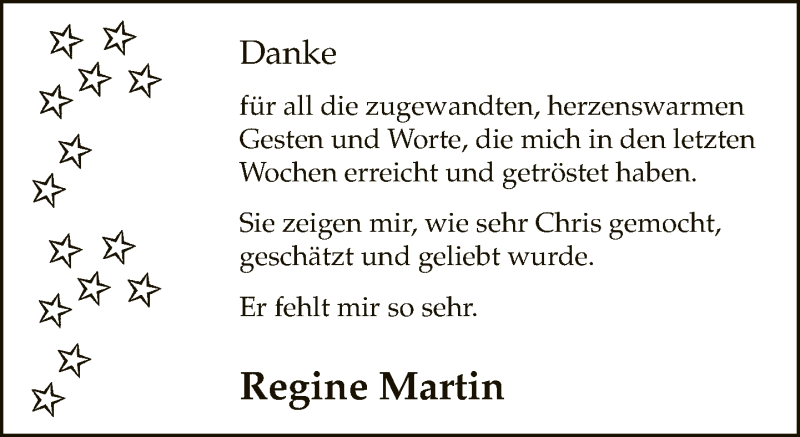  Traueranzeige für Chris Martin vom 02.01.2021 aus Neue Westfälische