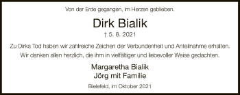 Traueranzeige von Dirk Bialik von Neue Westfälische