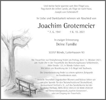 Traueranzeige von Joachim Grotemeier von Neue Westfälische