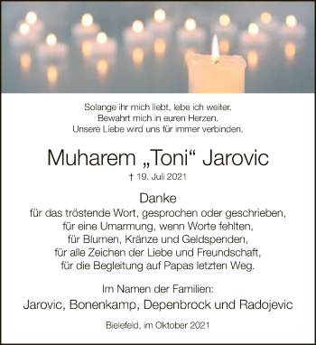 Traueranzeige von Muharem Jarovic von Neue Westfälische