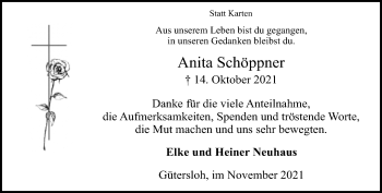 Traueranzeige von Anita Schöppner von Neue Westfälische