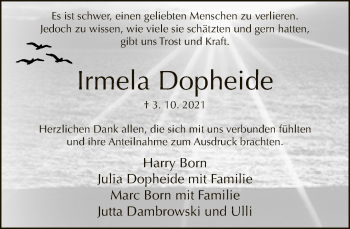 Traueranzeige von Irmela Dopheide von Neue Westfälische
