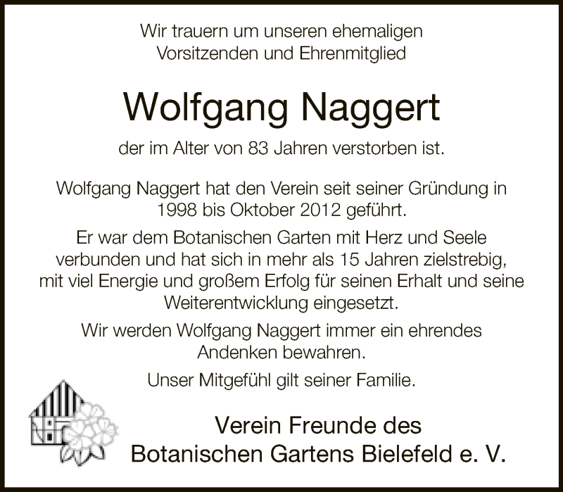  Traueranzeige für Wolfgang Naggert vom 27.11.2021 aus Neue Westfälische