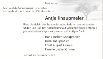 Traueranzeige von Antje Knaupmeier von Neue Westfälische