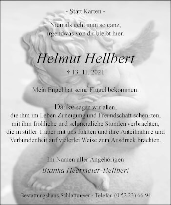Traueranzeige von Helmut Hellbert von Neue Westfälische