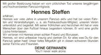 Traueranzeige von Hennes Steffen von Neue Westfälische