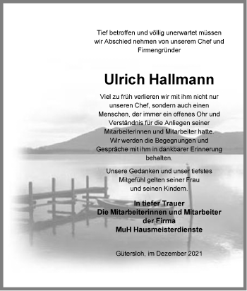 Traueranzeige von Ulrich Hallmann von Neue Westfälische