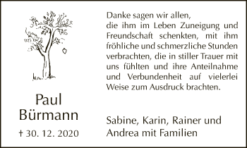 Traueranzeige von Paul Bürmann von Neue Westfälische