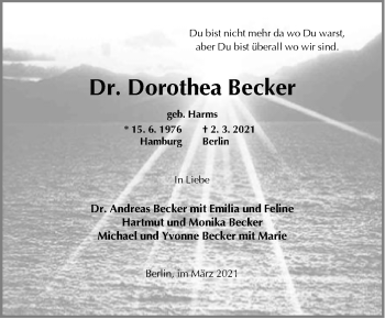 Traueranzeige von Dorothea Becker von Neue Westfälische