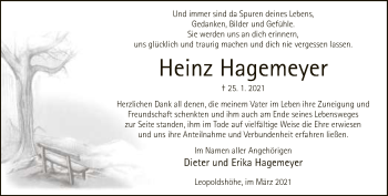 Traueranzeige von Heinz Hagemeyer von Neue Westfälische