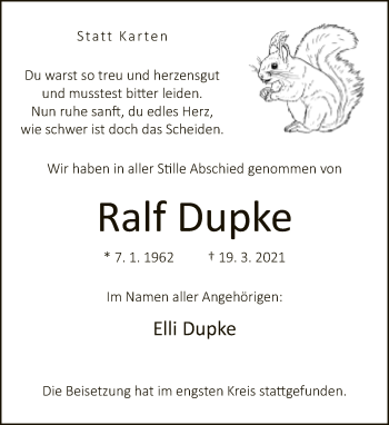 Traueranzeige von Ralf Dupke von Neue Westfälische