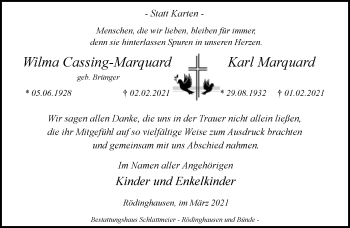 Traueranzeige von Wilma und Karl  von Neue Westfälische