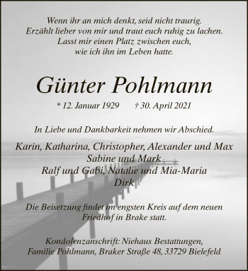 Traueranzeige von Günter Pohlmann von Neue Westfälische