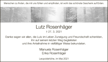 Traueranzeige von Lutz Rosenhäger von Neue Westfälische