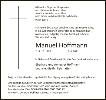 Traueranzeige von Manuel Hoffmann von Neue Westfälische