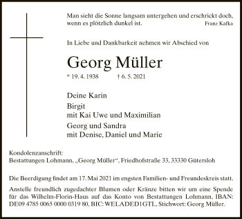 Traueranzeige von Georg Müller von Neue Westfälische