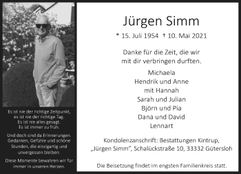Traueranzeige von Jürgen Simm von Neue Westfälische
