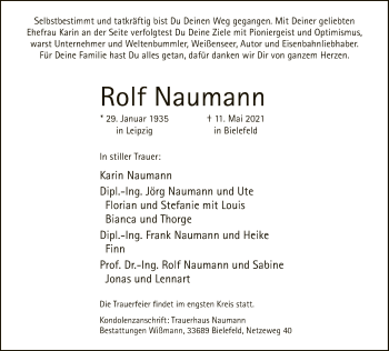 Traueranzeige von Rolf Naumann von Neue Westfälische