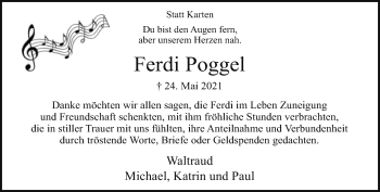 Traueranzeige von Ferdi Poggel von Neue Westfälische