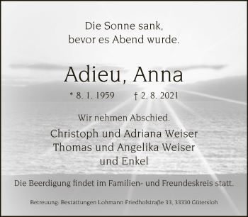 Traueranzeige von Anna  von Neue Westfälische