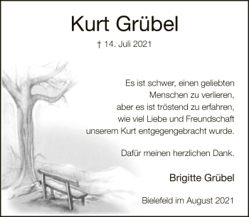 Traueranzeige von Kurt Grübel von Neue Westfälische