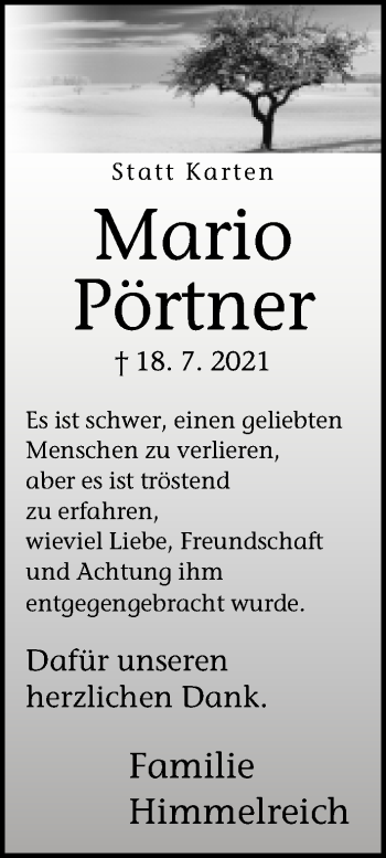 Traueranzeige von Mario Pörtner von Neue Westfälische