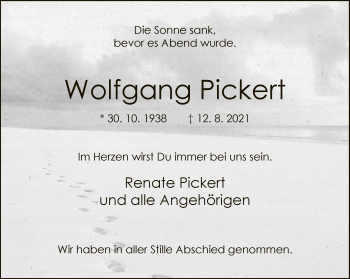 Traueranzeige von Wolfgang Pickert von Neue Westfälische