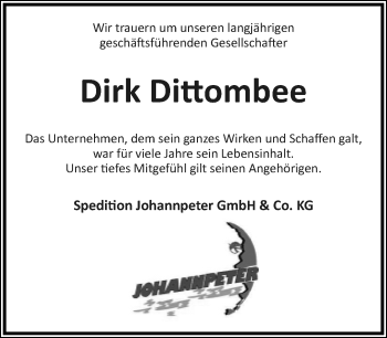 Traueranzeige von Dirk Dittombee von Neue Westfälische